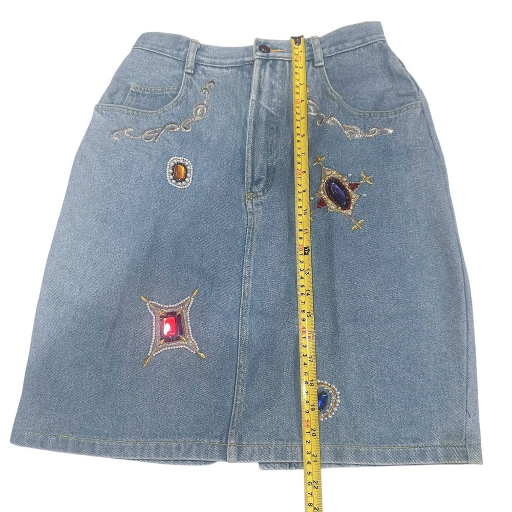 Cedars Embellished Denim Skirt; Y2K-era embellished denim skirt; Size 10 - Picture 7 of 10